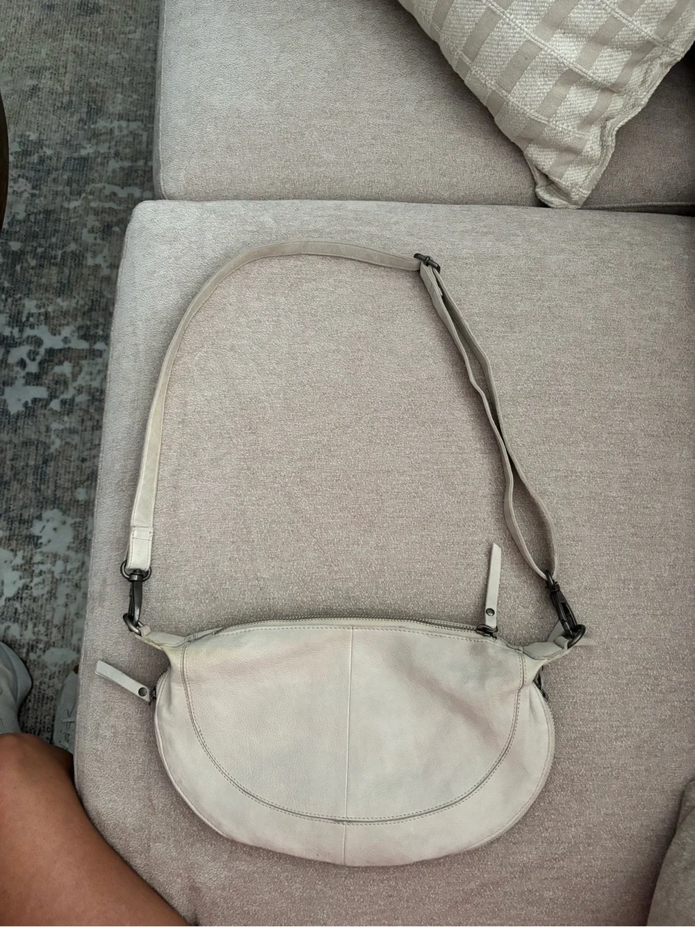 Latico Half-Moon Leather Crossbody Bag - Cream